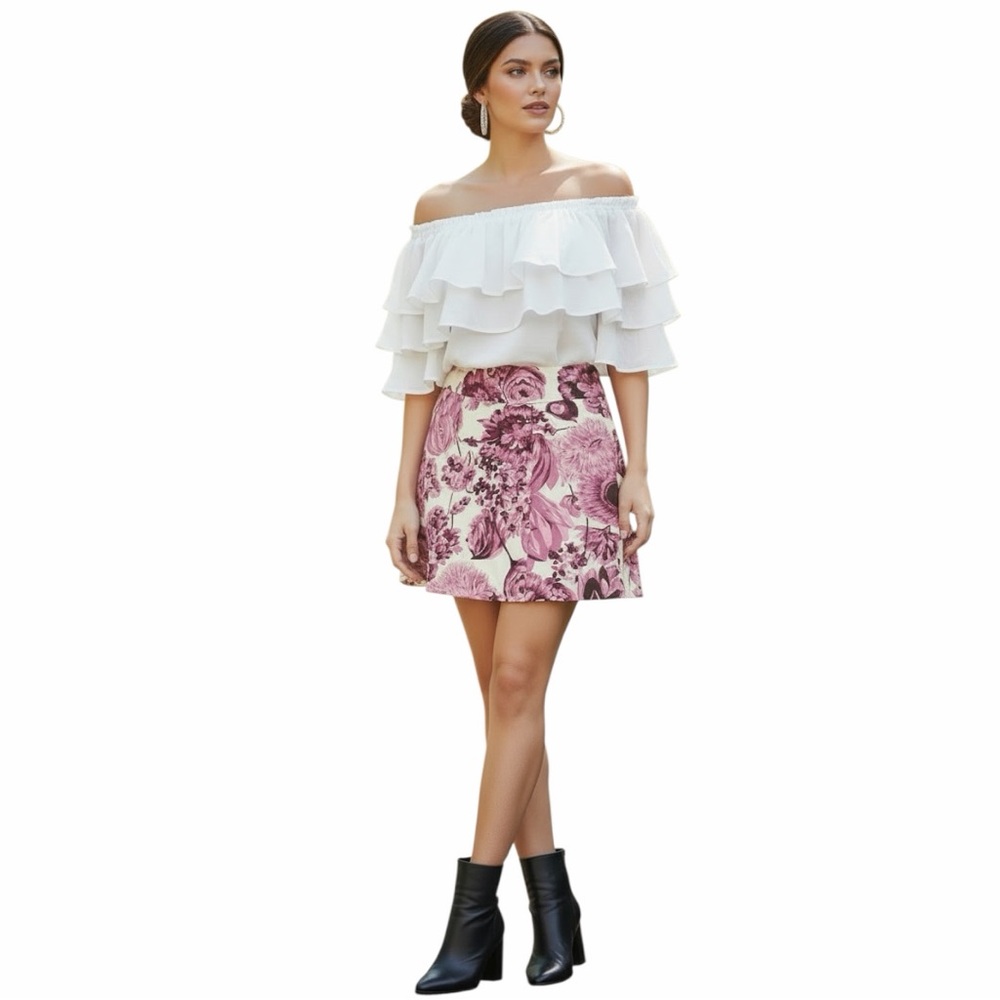 Ann Taylor Purple Floral Skirt